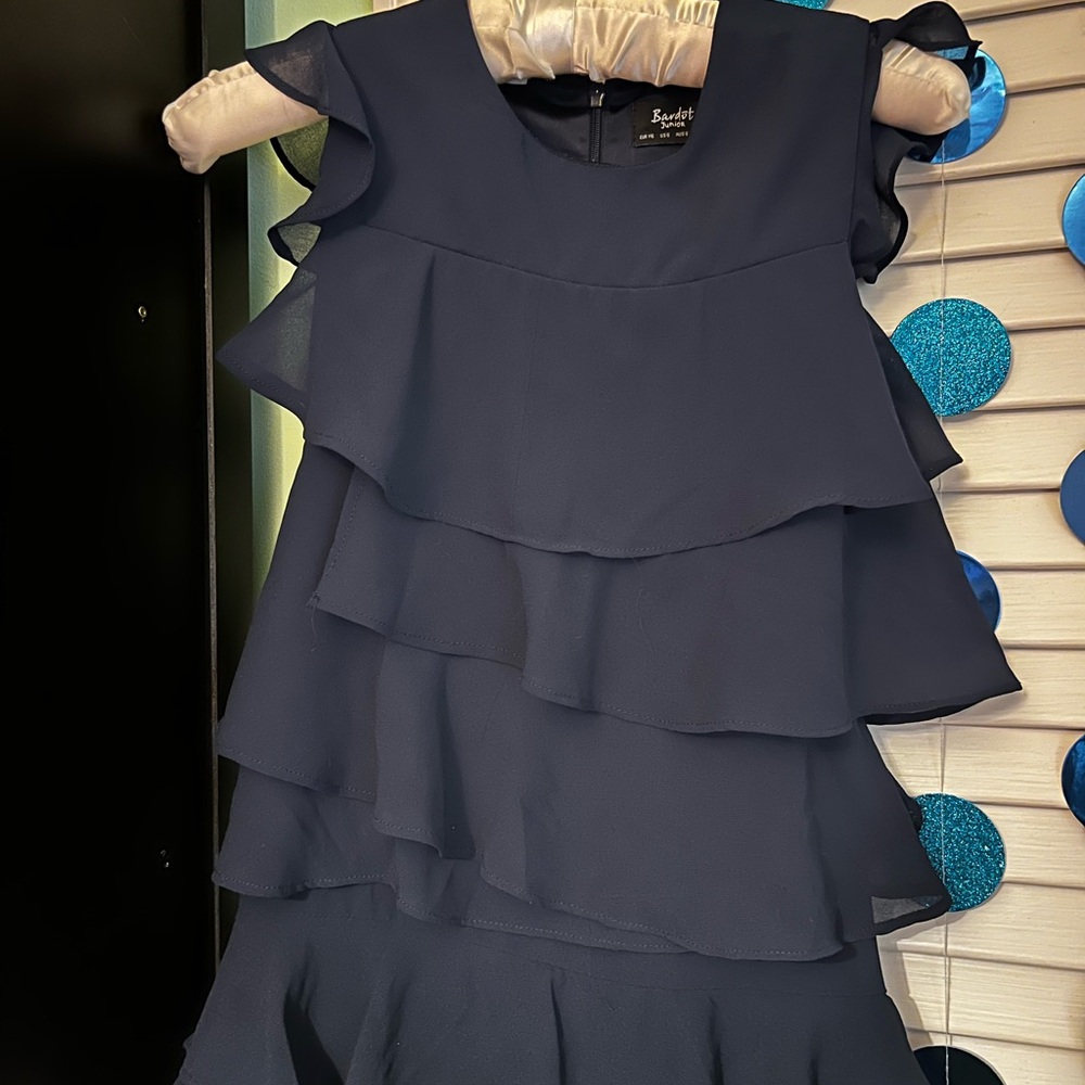 Navy blue dress for kids- layered ruffles- great condition